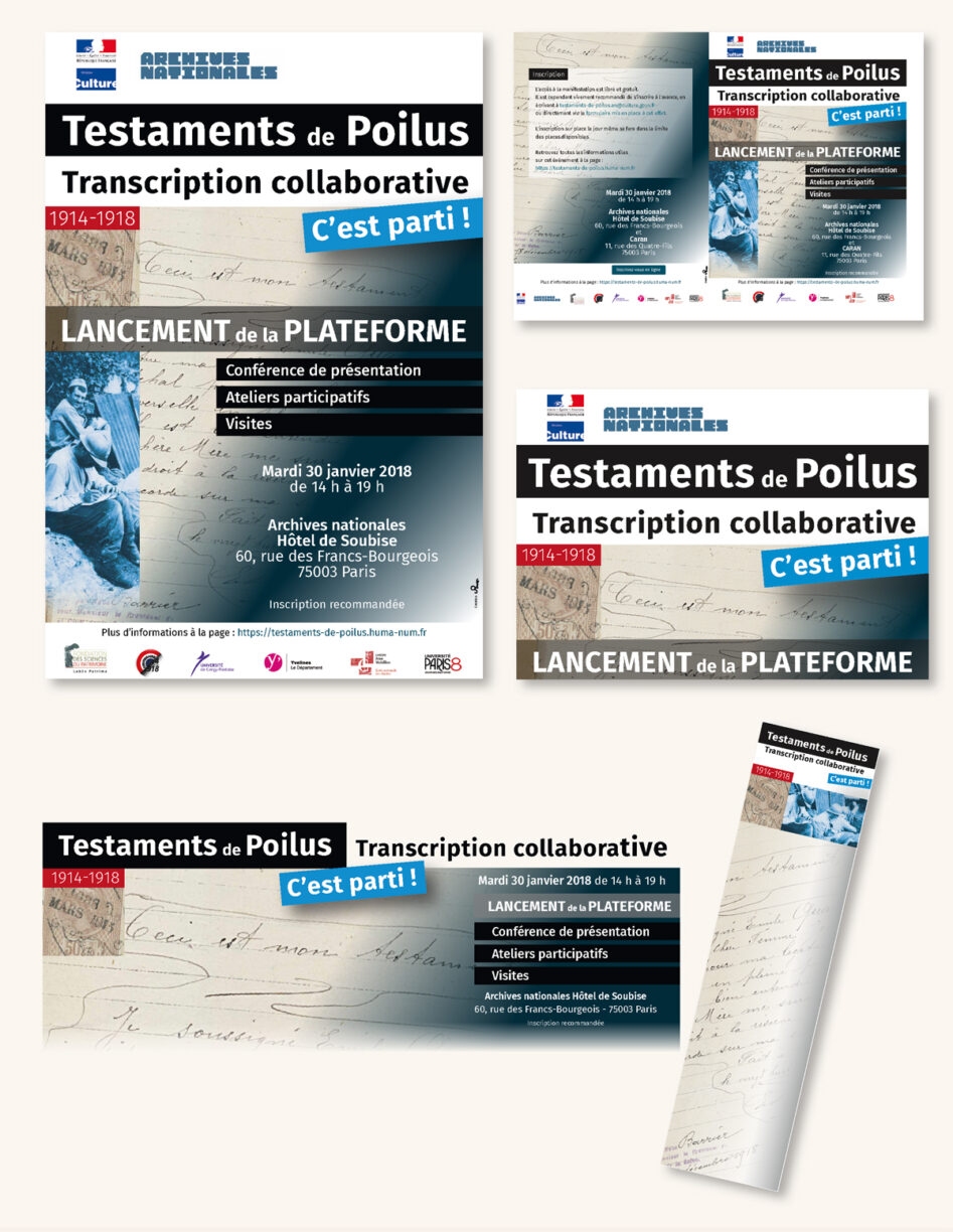 Support de communication pour le lancement du Site Testaments de Poilus piloté par les Archives Nationales