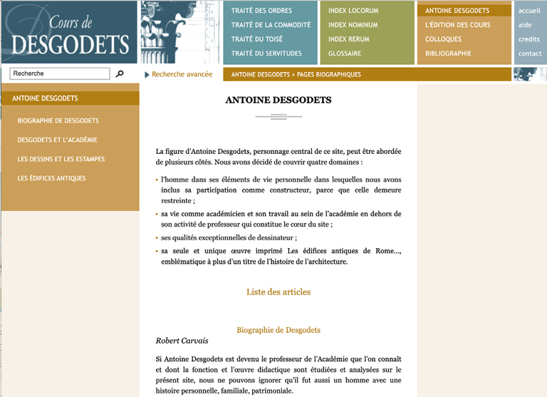 Webdesign du site web Antoine Desgodets-ecran8