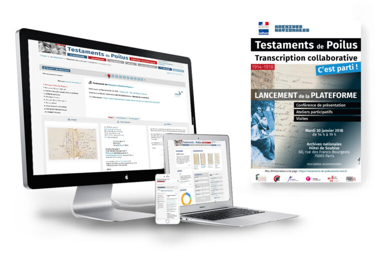 Site Testaments de Poilus et Site édition numérique piloté par les Archives Nationales