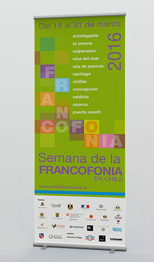 Roll-up en espagnol de l'événement Semaine de la Francophonie pour l'institut français